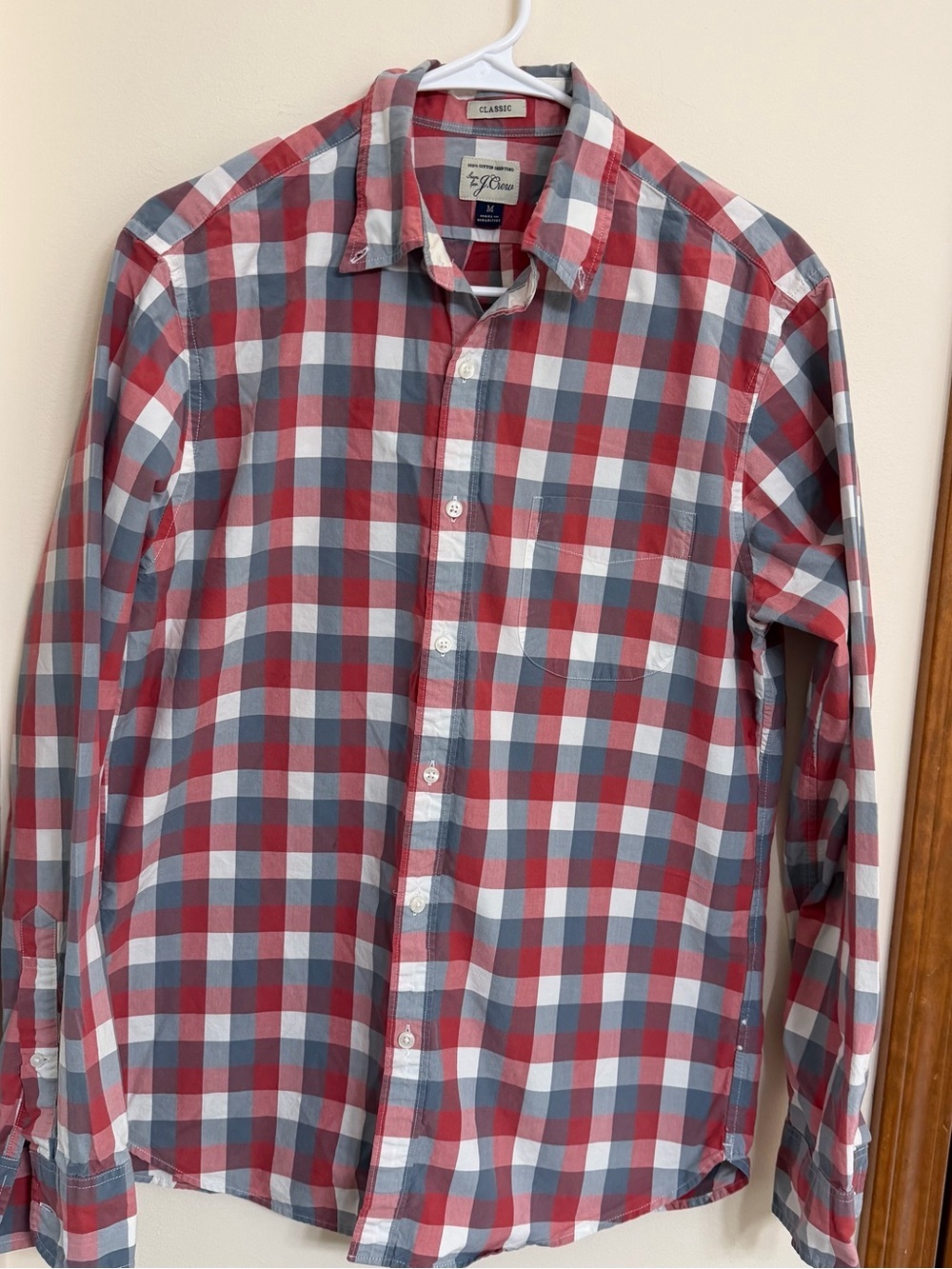 J. Crew Red, Blue and White Plaid Casual Button-Down Shirt